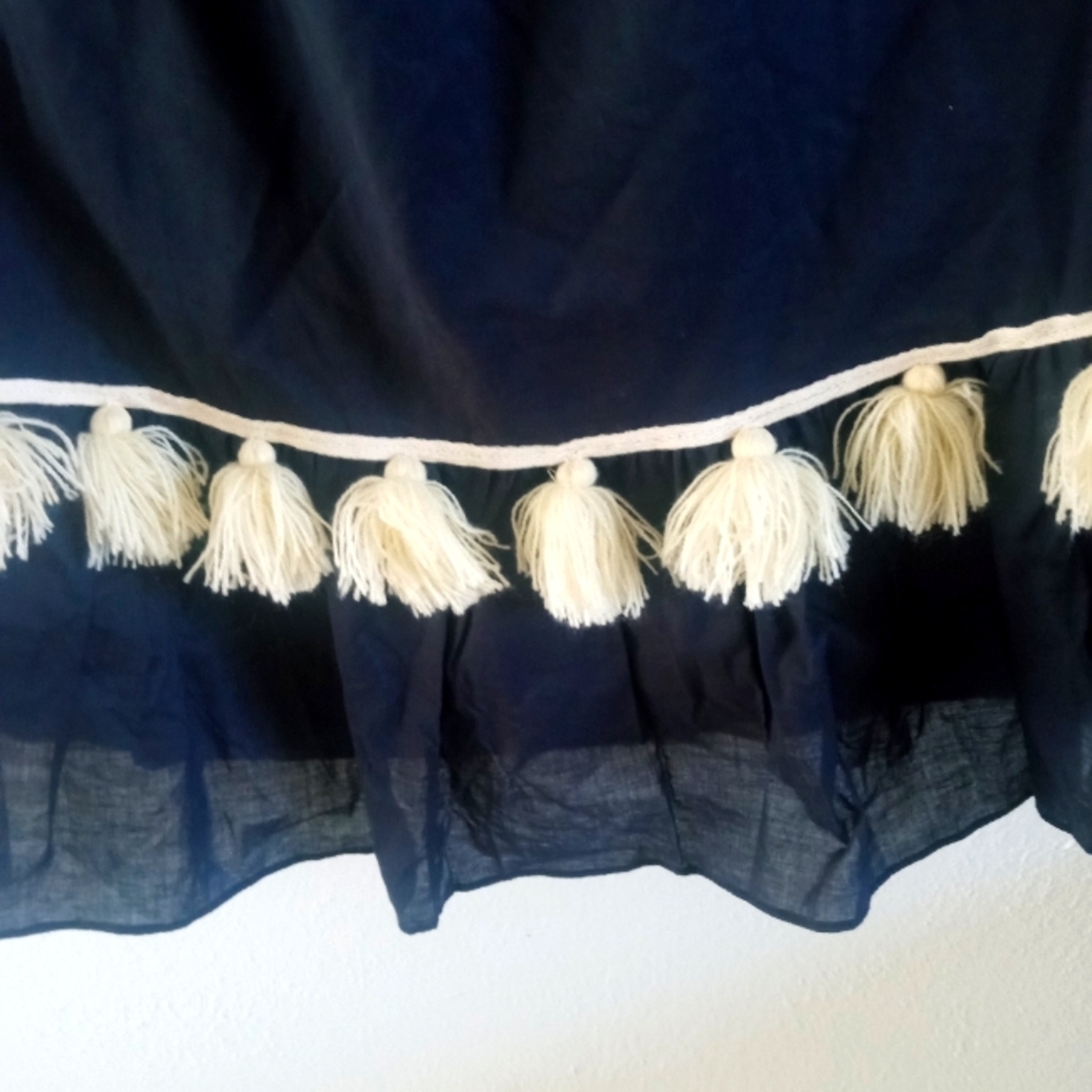 MISA Los Angeles 'GIA' Off Shoulder Navy Blue Tasseled Mini Dress | S - Picture 5 of 7